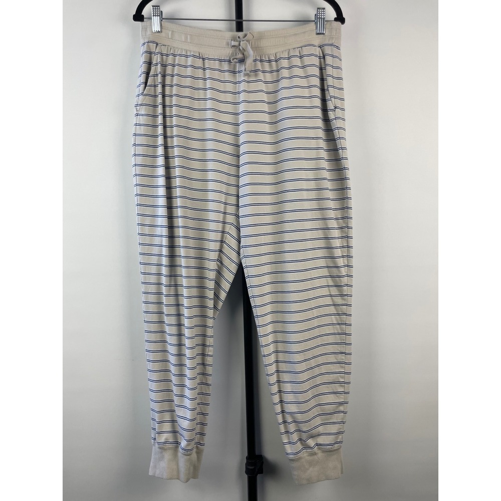 Haven Well Within Organic Cotton Striped Lounge Jogger Pants Blue Beige Large